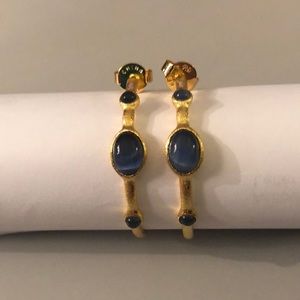 Rivka Friedman NWT blue cat eye hoop earrings